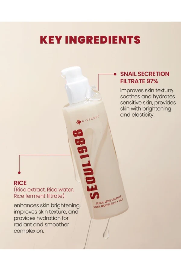 KSECRET SEOUL 1988 Essence: Snail Mucin 97% + Rice (100ml)